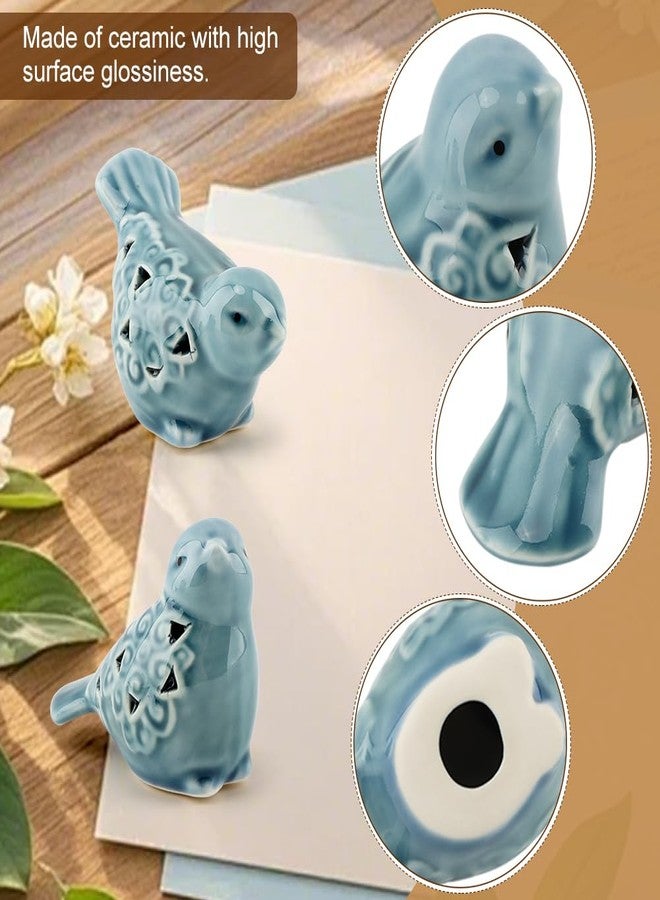 Kazheon Set of 2 Ceramic Bird Figurines, Bird Decor for Home, Office, Garden, Coffee Shop, Small Bird-Statues(Color:Blue) - Image 3